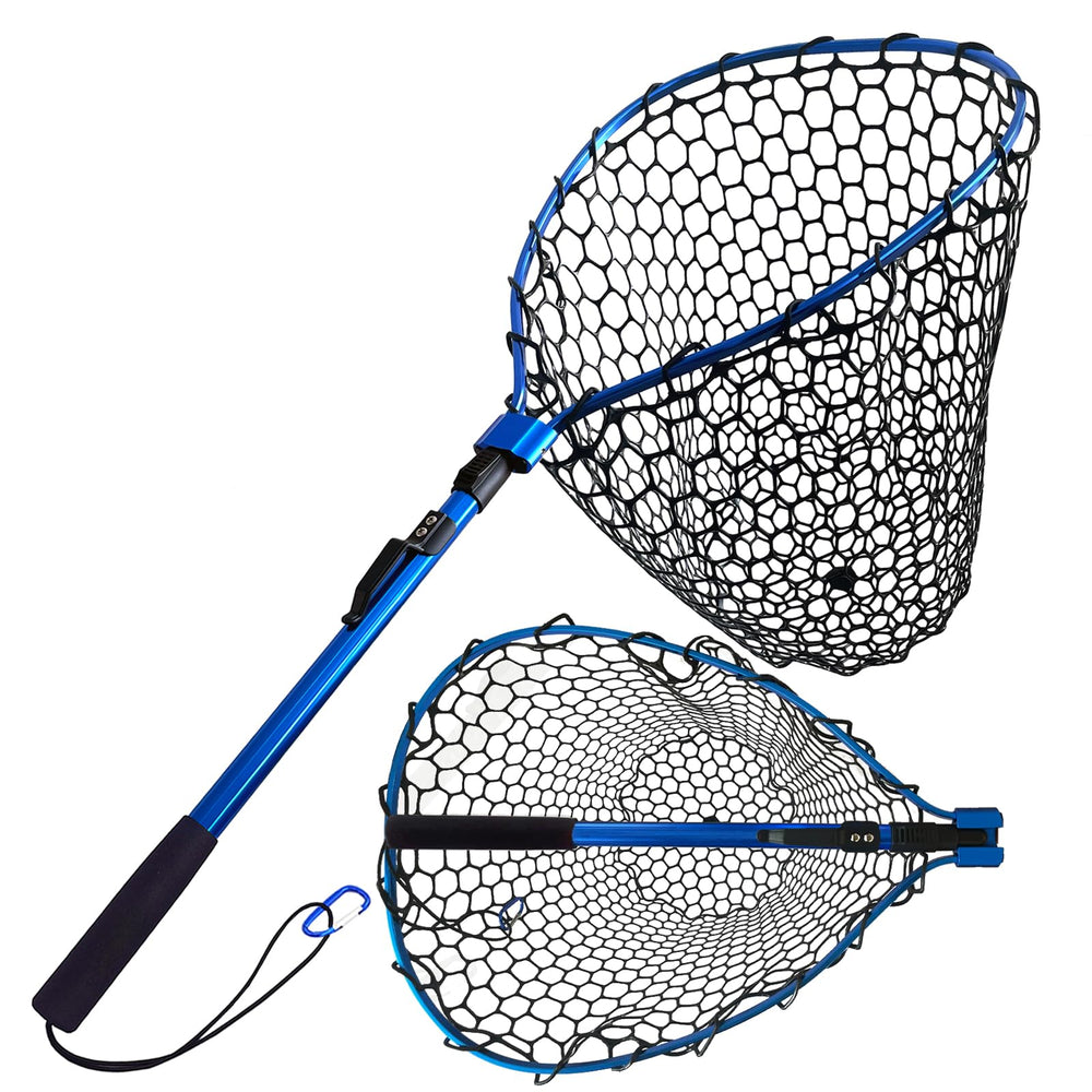 SEASPRO folding net extended to 37.4 inches for long reach and safe landings.