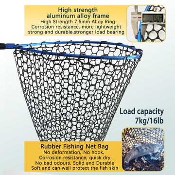 SEASPRO folding net collapsed for compact transport on a boat.