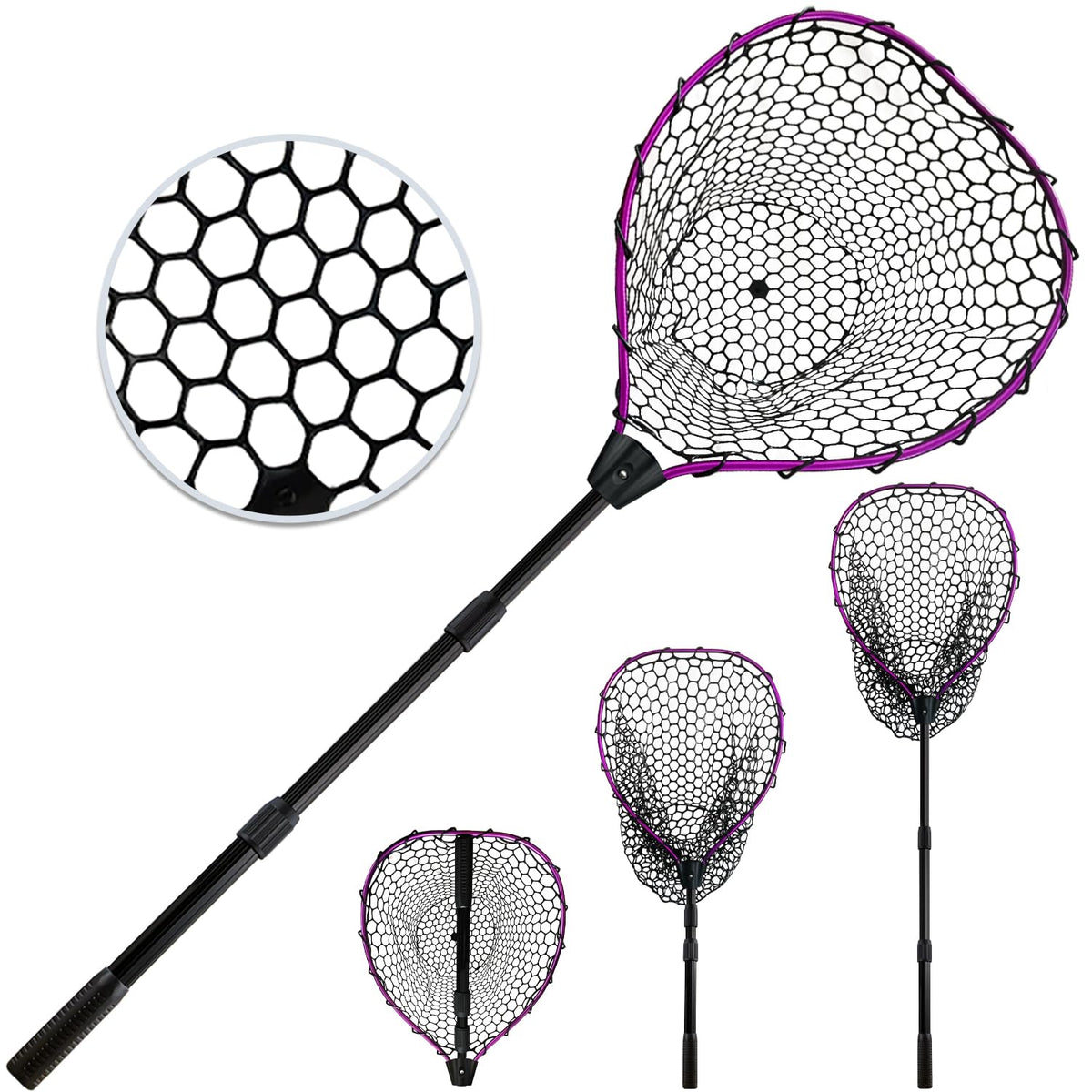 SEASPRO Purple telescoping net with extended handle for reaching distant catches safely
