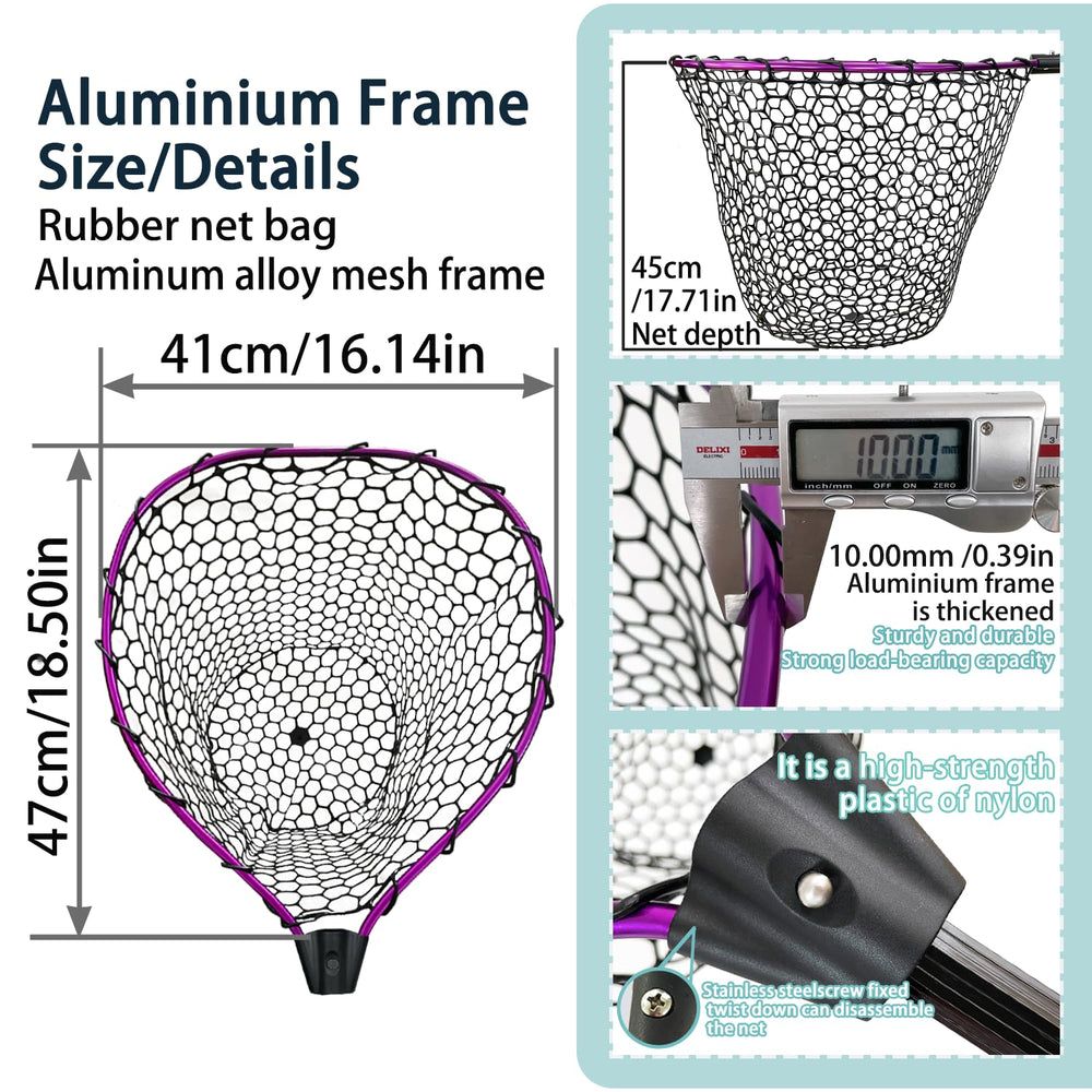 SEASPRO Purple telescoping net folds compactly for easy transport and storage