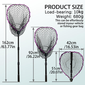 SEASPRO Purple rubber net close-up showing fish-friendly surface and snag reduction