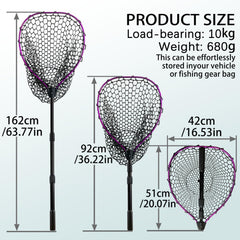 SEASPRO Purple rubber net close-up showing fish-friendly surface and snag reduction