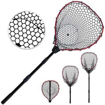 SEASPRO red telescoping rubber fishing net extended to maximum length
