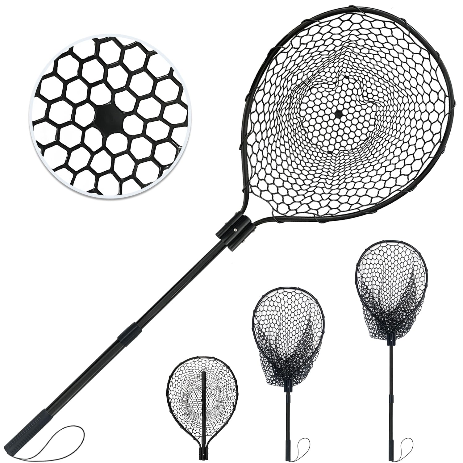 SEASPRO rubber fishing net with telescoping handle and 23x18 hoop