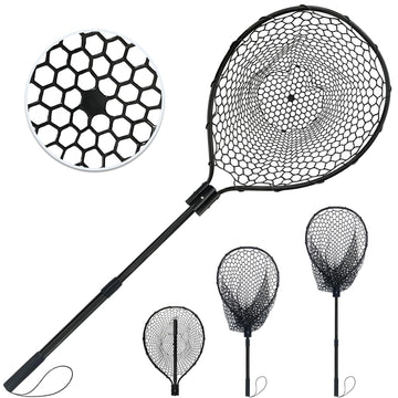 SEASPRO rubber fishing net with telescoping handle and 23x18 hoop