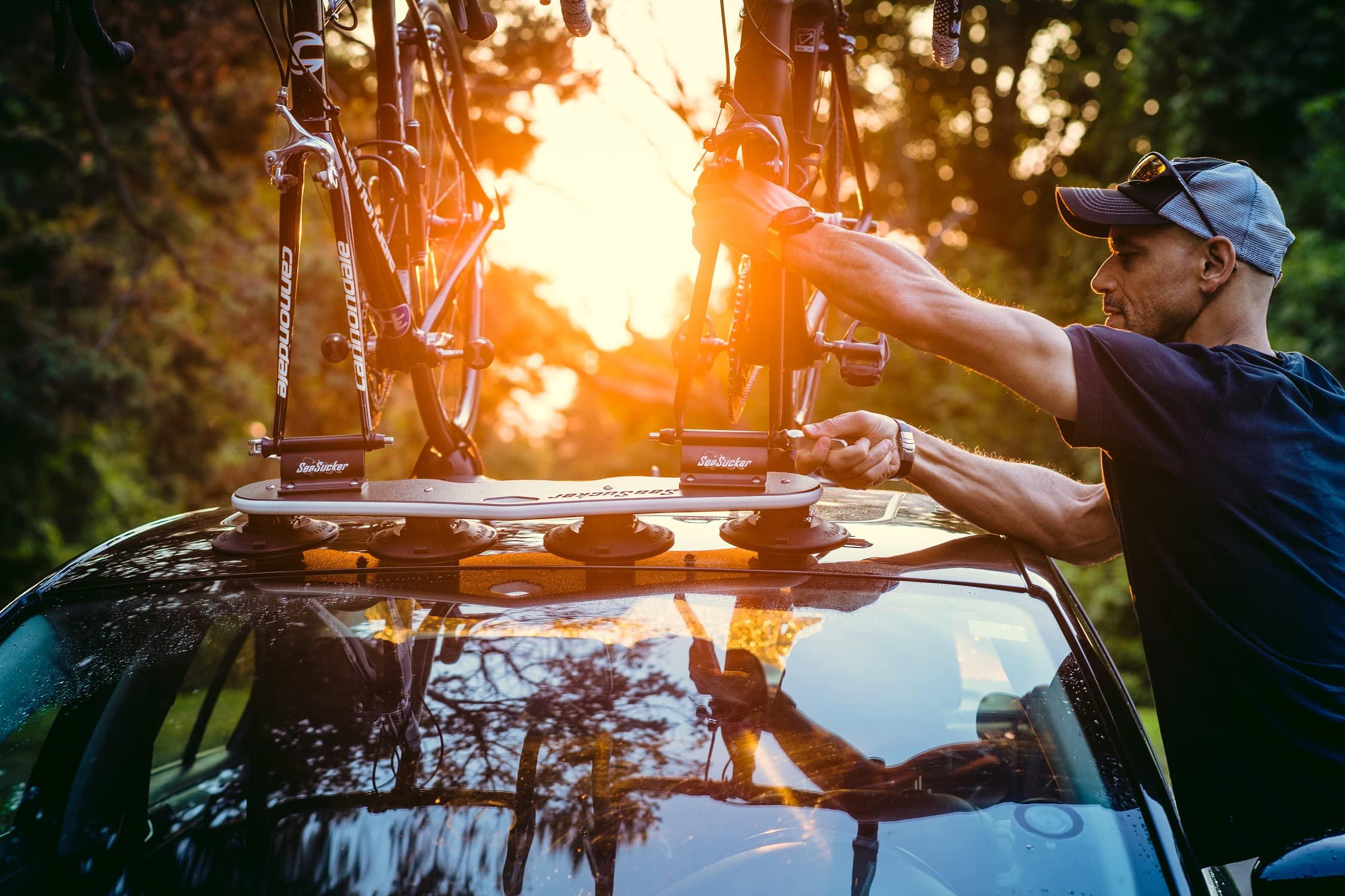 SeaSucker Mini Bomber Max fits virtually any car and adapts to curves.
