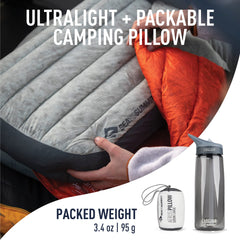 Sea to Summit Aeros Down Inflatable Pillow large inflated setup with quiet, supportive sleep