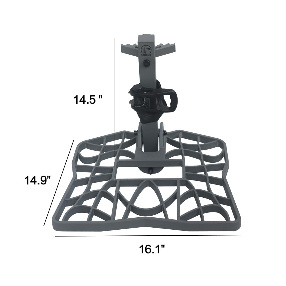 Sebnux tree saddle platform shows 16x15 inch standing area for stable footing.