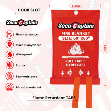 SecuCaptain emergency blanket deployed to shield heat during a kitchen flare.