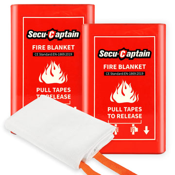 SecuCaptain emergency fire blanket folded for quick access in home safety kit.