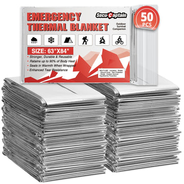 SecuCaptain survival thermal blanket with 84x63 inch coverage for full-body warmth in extreme cold