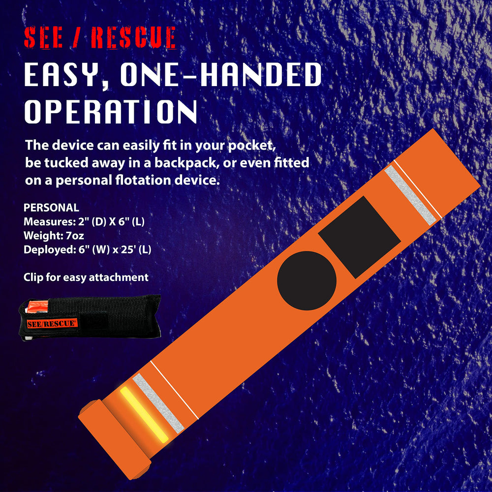 SEE/RESCUE Streamer bright orange visibility aids daytime signaling.