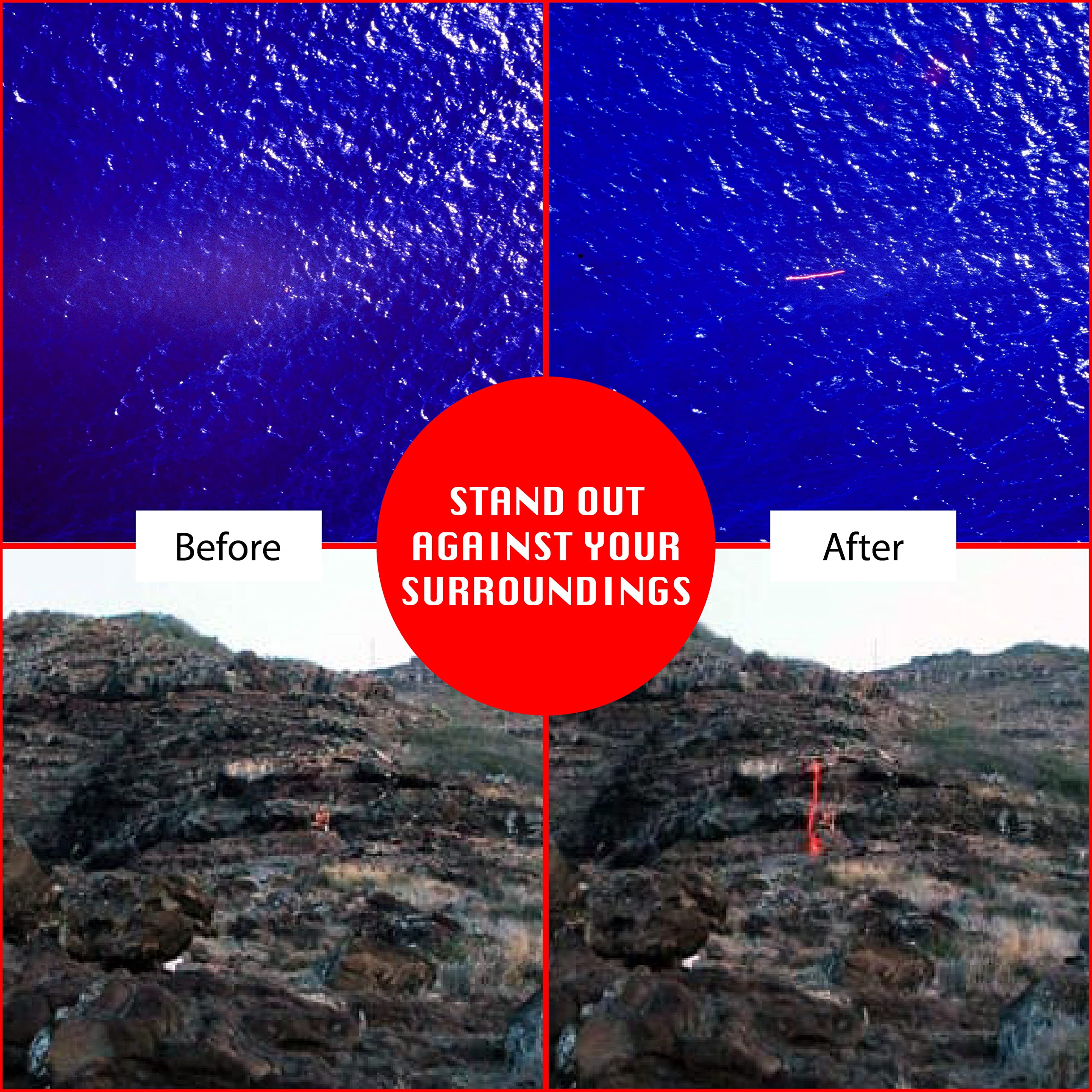 SEE/RESCUE Streamer features a military approved symbol for trusted signaling.