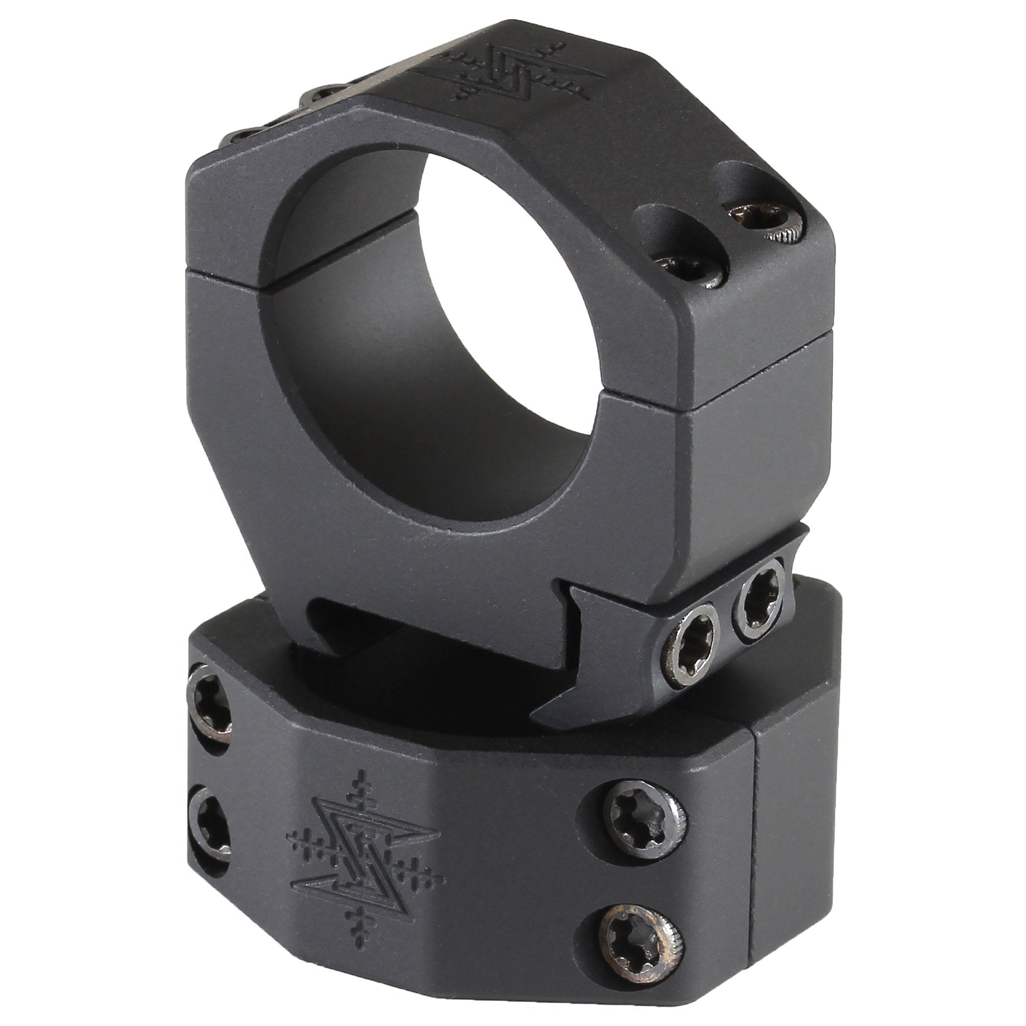 Seekins Precision 30mm tube 097 high 4-cap ring in black finish for secure scope mounting.