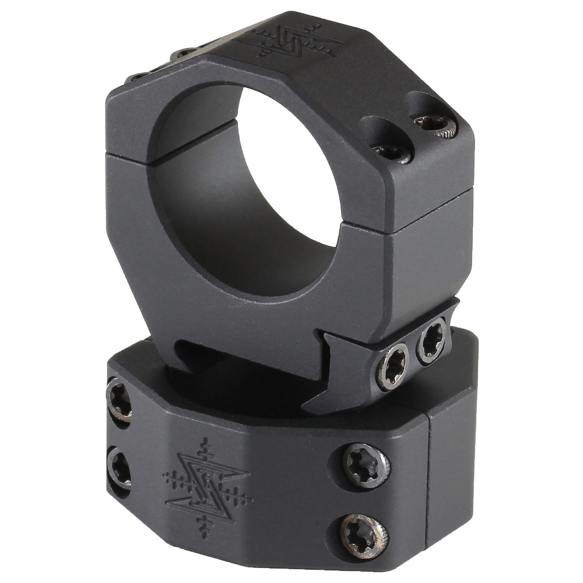 Seekins Precision 30mm tube 097 high 4-cap ring in black finish for secure scope mounting.
