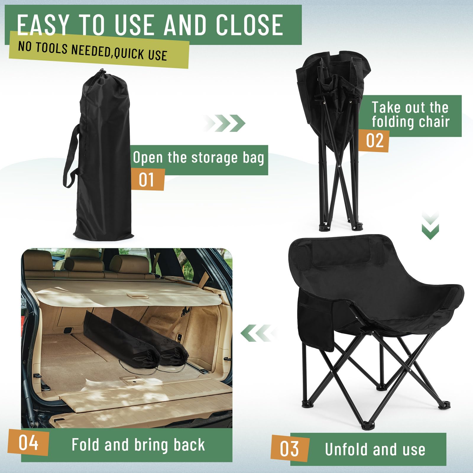 Seeloowy carry bag for camping chair showing convenient strap