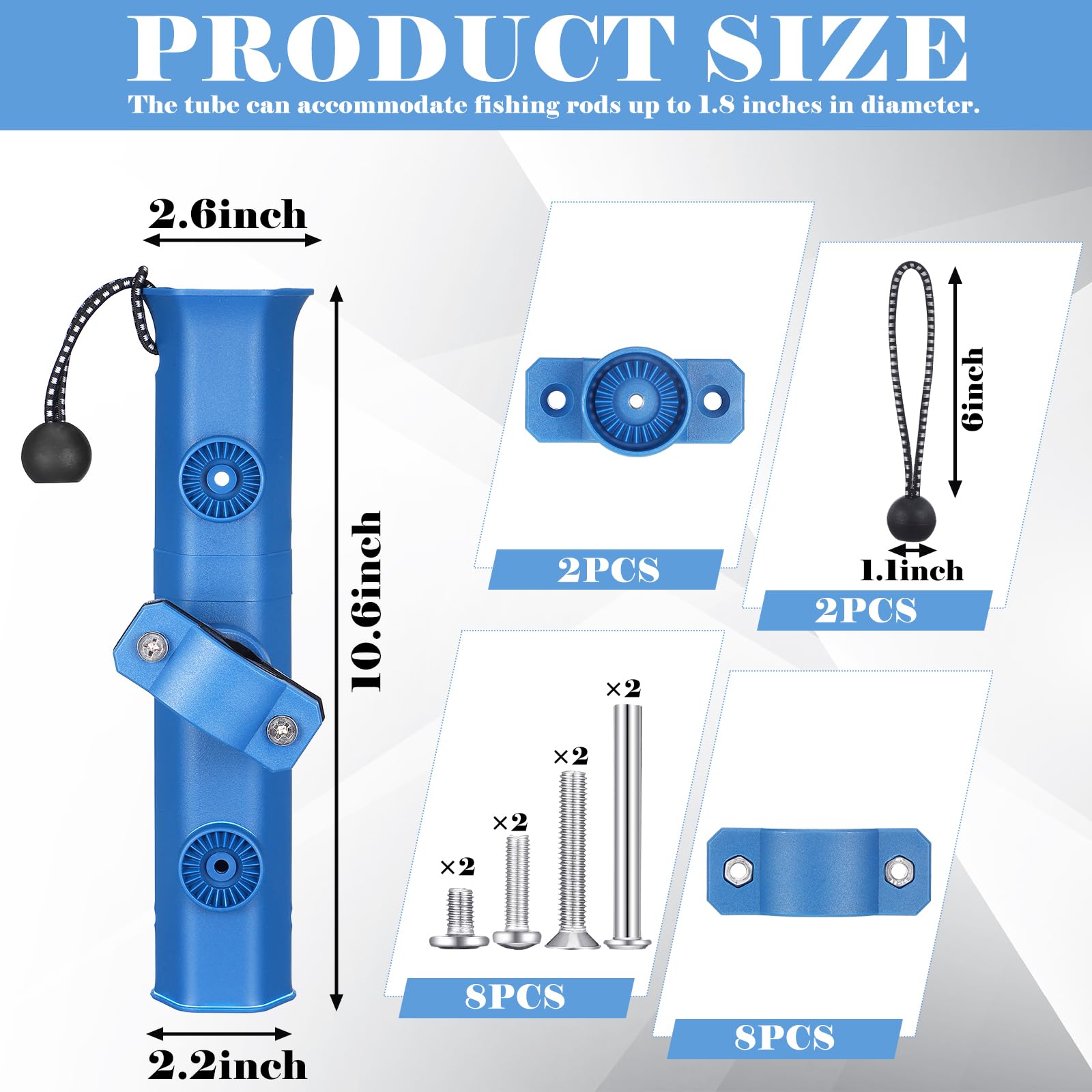 Rotatable rod holder with clamp for bike rack blue