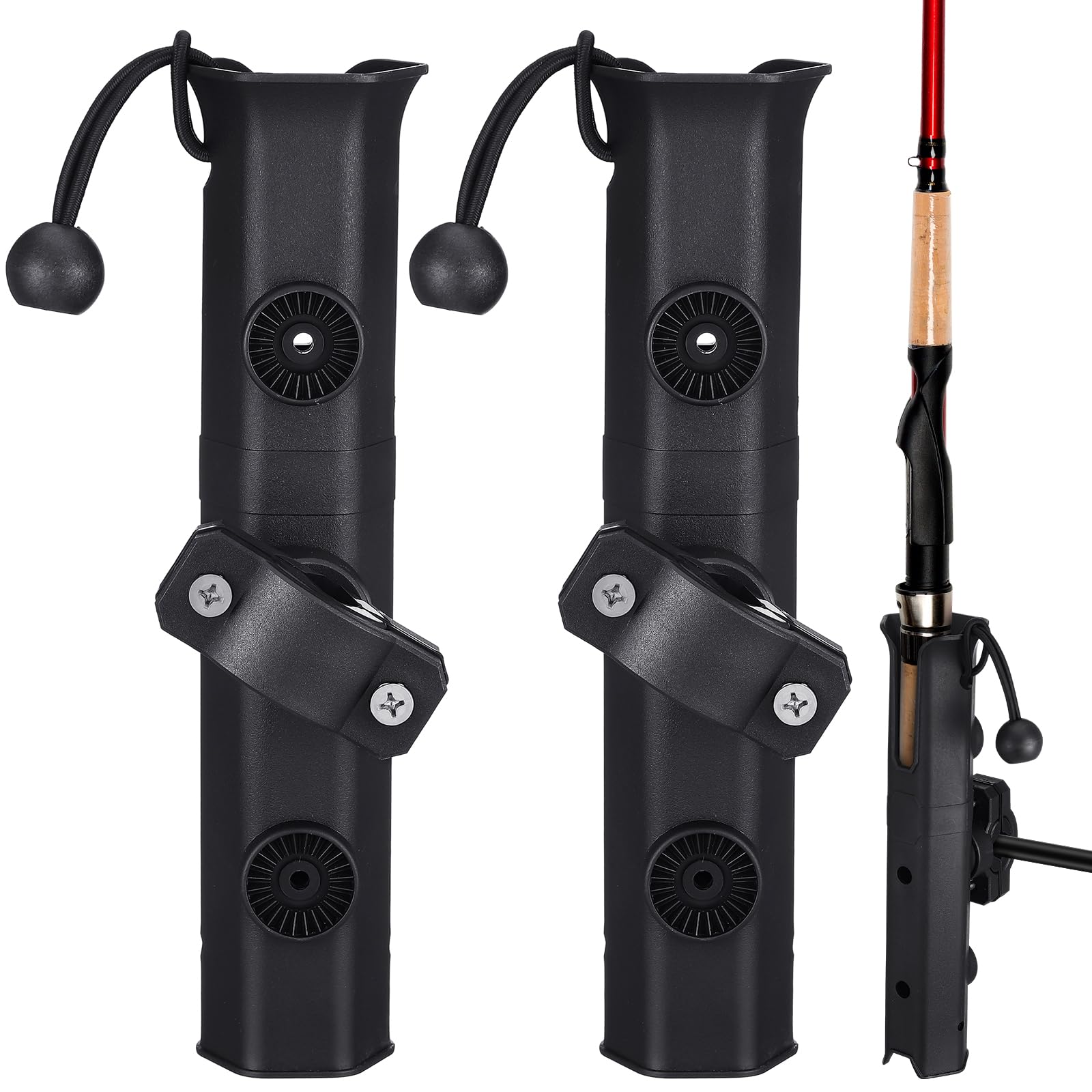 Seenelling 2-pack pole mount fishing rod holders installed on a bicycle rack