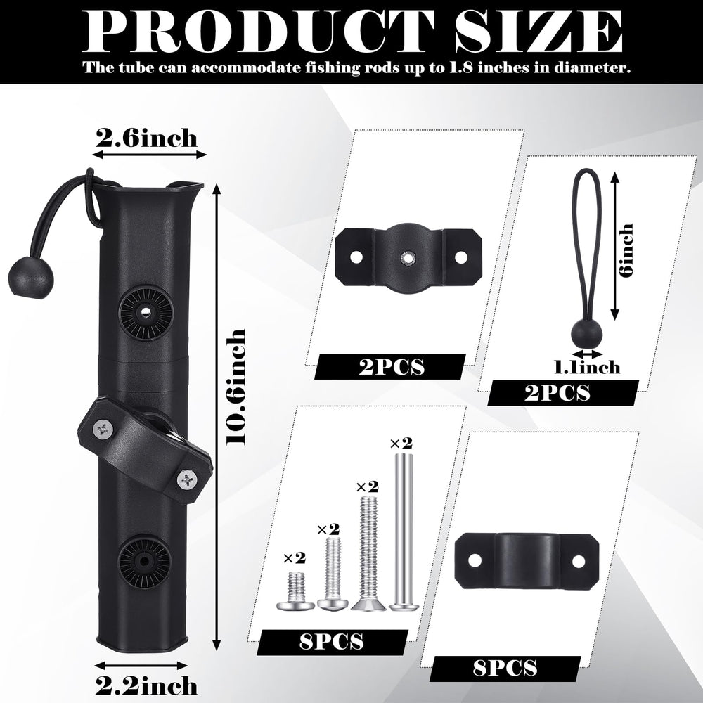 Close-up of Seenelling rod holders on a bike rack showing mounting slots