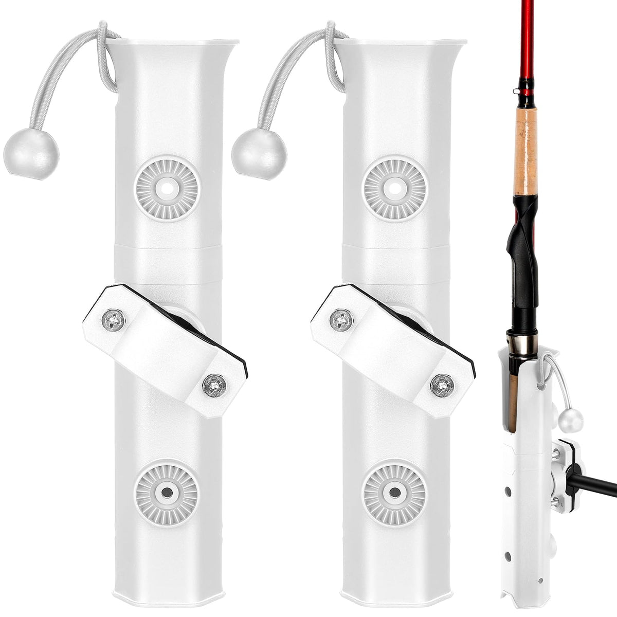 Seenelling 2-Pack Pole Mount Fishing Rod Holders on bike rack (White)