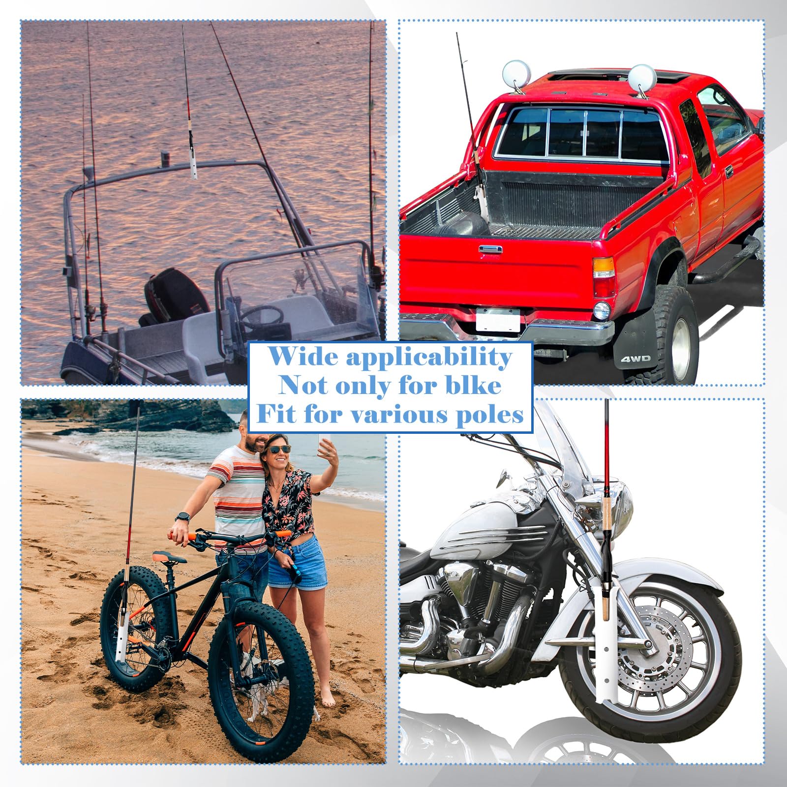Versatile fishing rod holders for bike rack and beyond