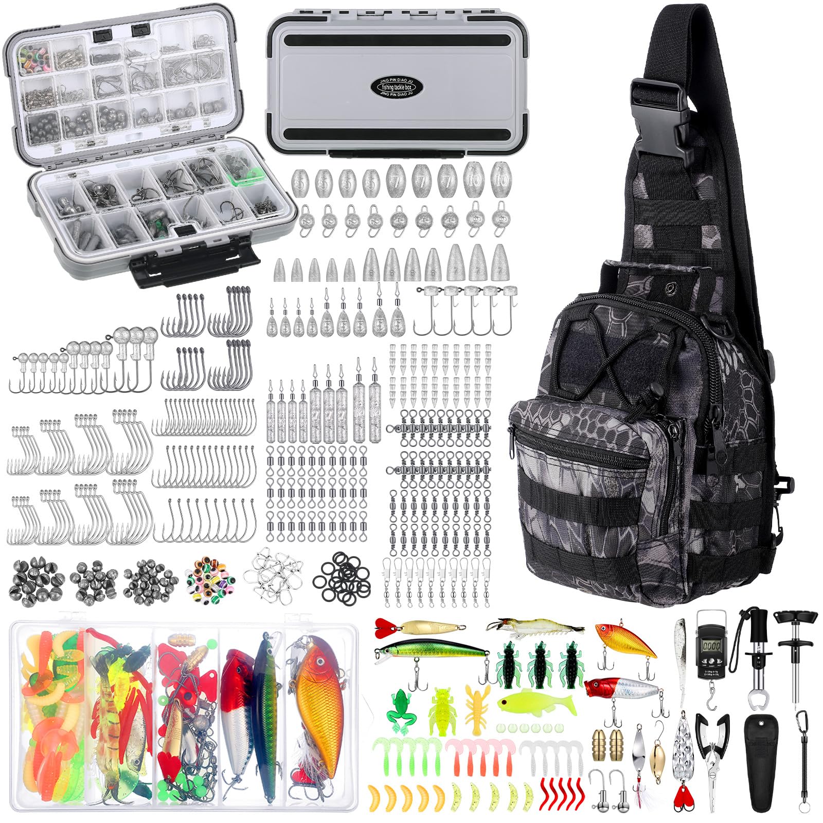 Seenelling 482-pcs fishing tools kit backpack for organized gear on trips