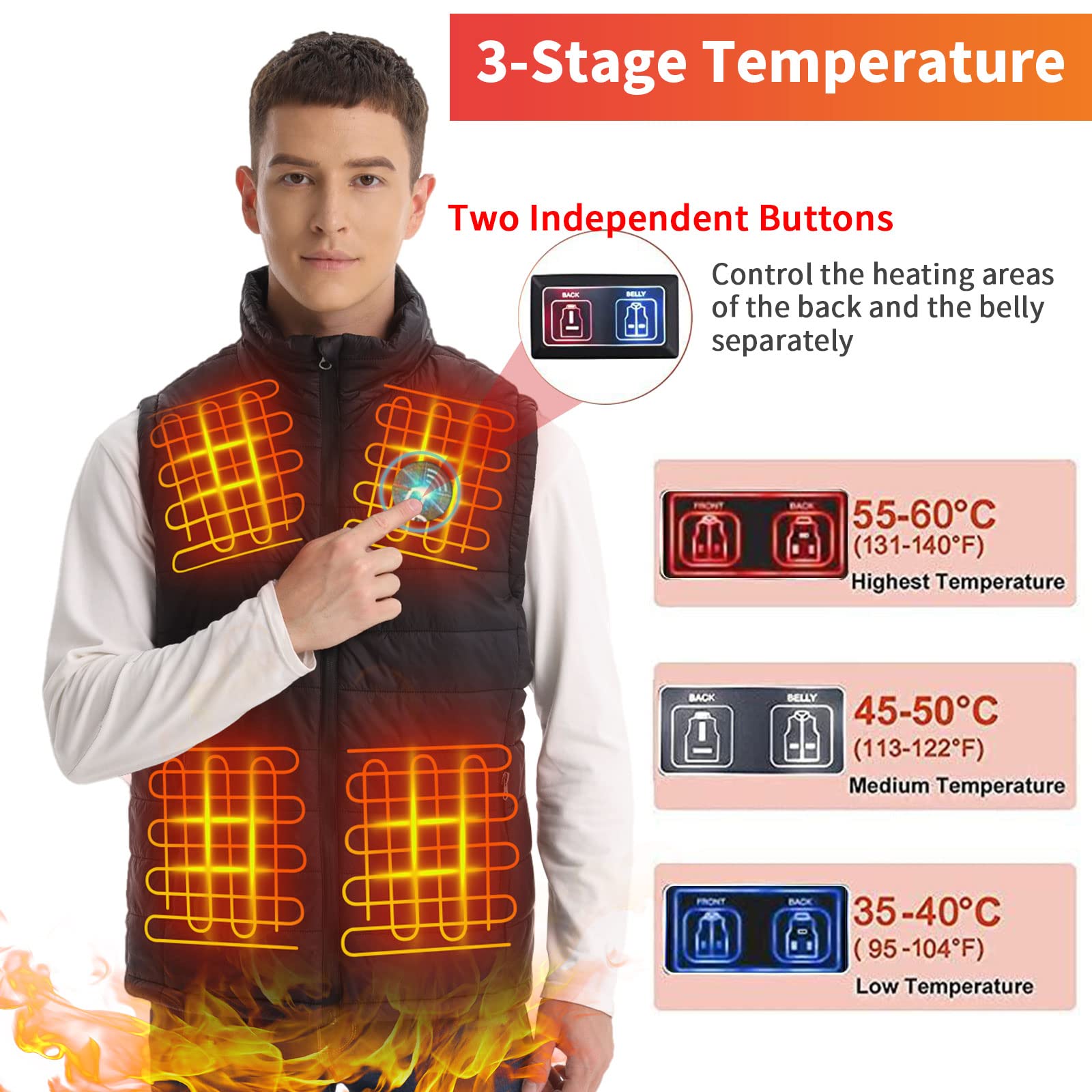 Seenew heated vest with battery pack for all-day portable warmth