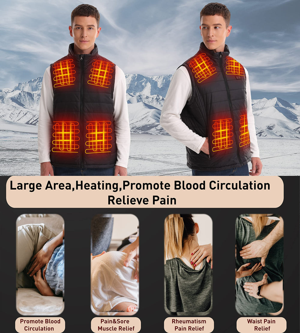 Seenew heated vest worn outdoors in cold weather for outdoor activities