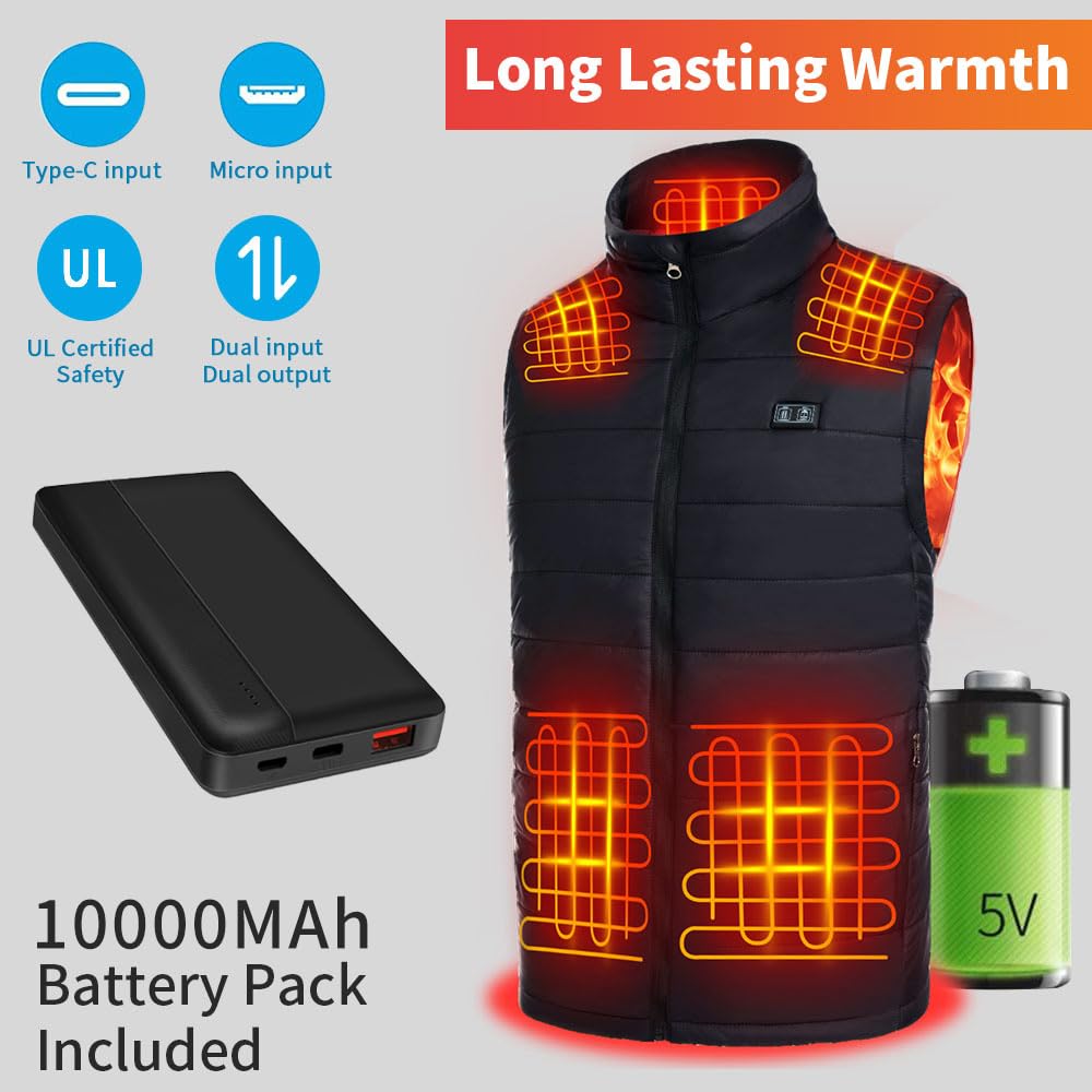 Seenew heated vest close-up showing three temperature settings for adjustable comfort