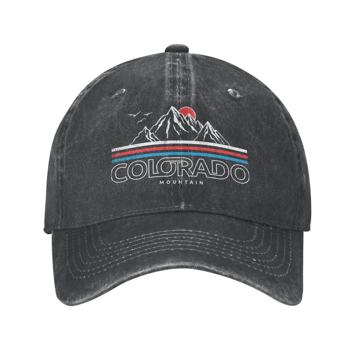 Front view of Sefgaen Colorado Mountains hat with graphic cap in natural color