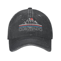 Front view of Sefgaen Colorado Mountains hat with graphic cap in natural color