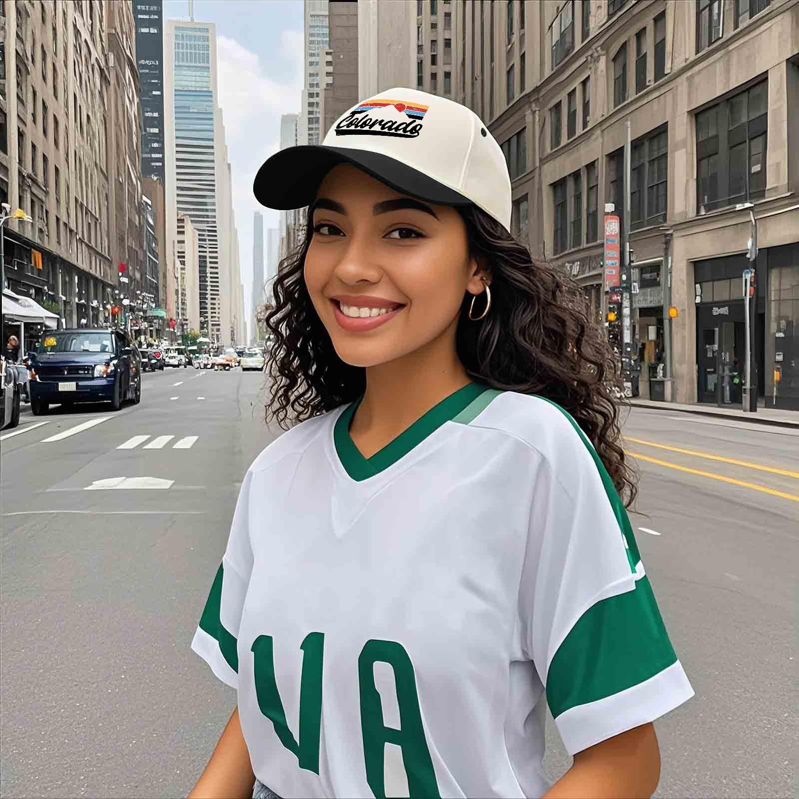 Sefgaen Colorado Mountains cap precurved visor provides timeless sun protection style.