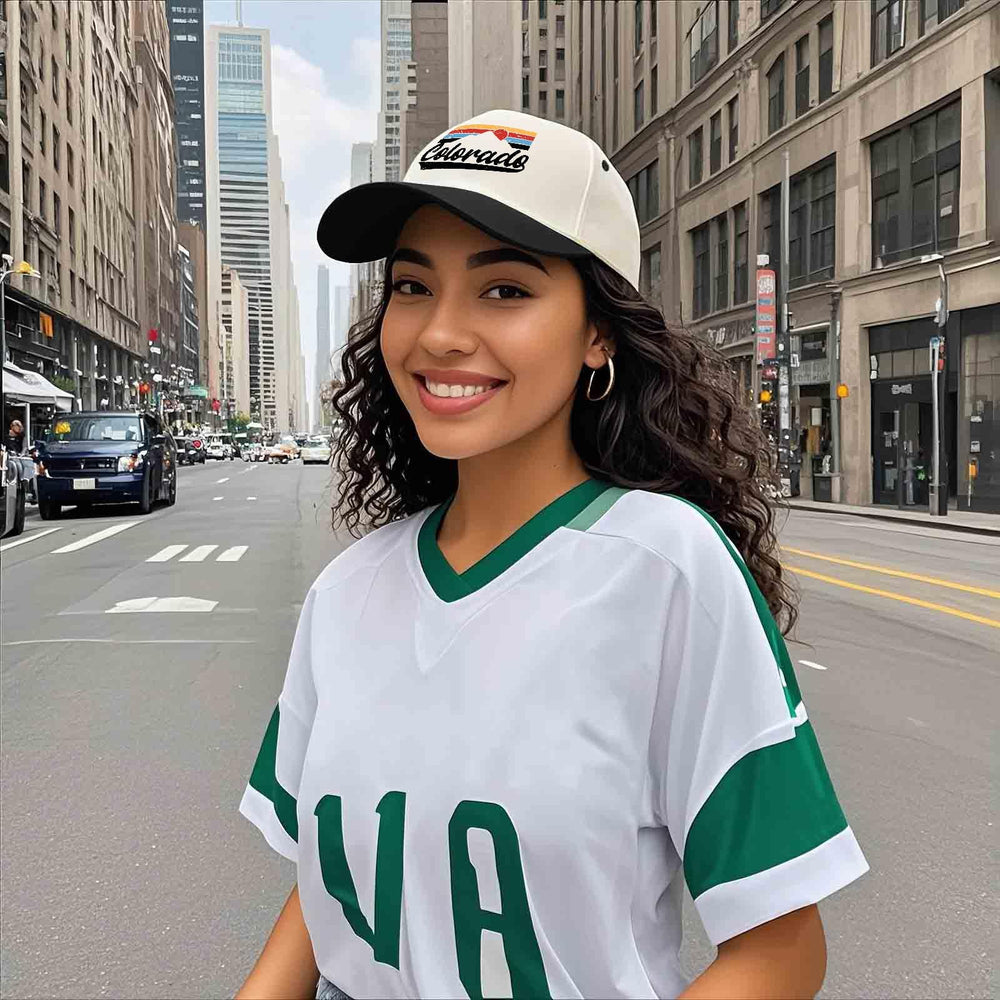 Sefgaen Colorado Mountains cap precurved visor provides timeless sun protection style.