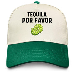 Sefgaen Tequila POR Favor hat front view, casual green cap for sunny days outdoors.