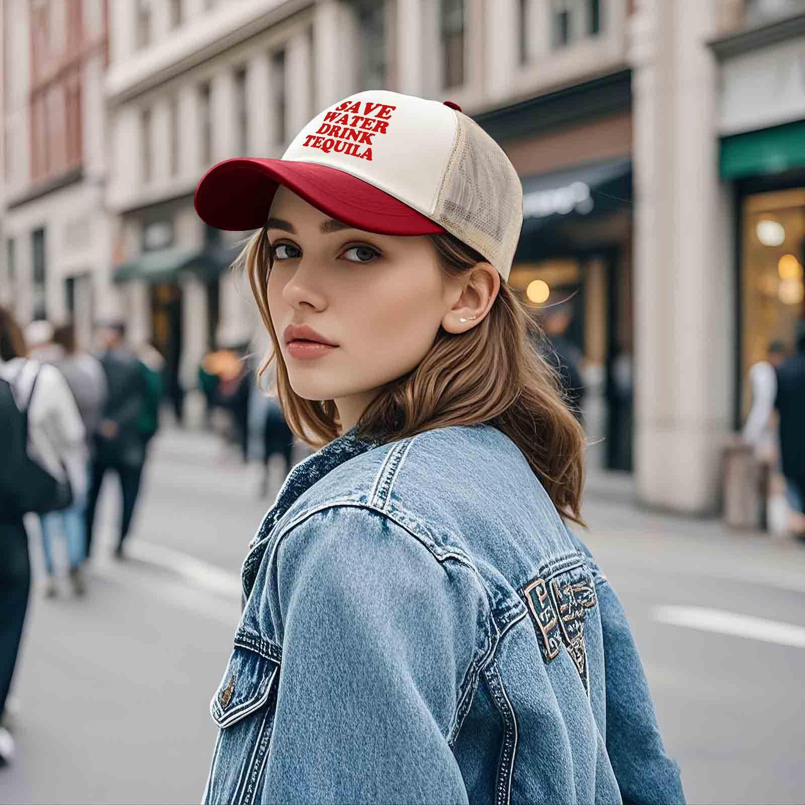 Sefgaen tequila trucker hat showing breathable mesh back design