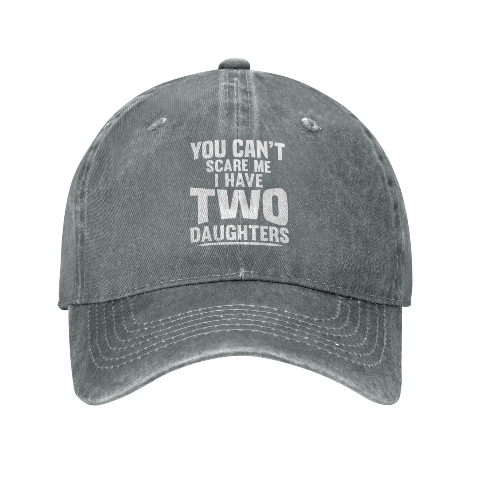 Sefgaen You Can't Scare Me I Have Two Daughters hat gray front view for casual daily wear