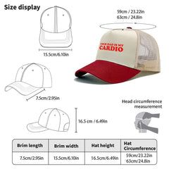 Sefgaen Your Dad Is My Cardio Trucker Hat washed denim look enhances vintage appeal.