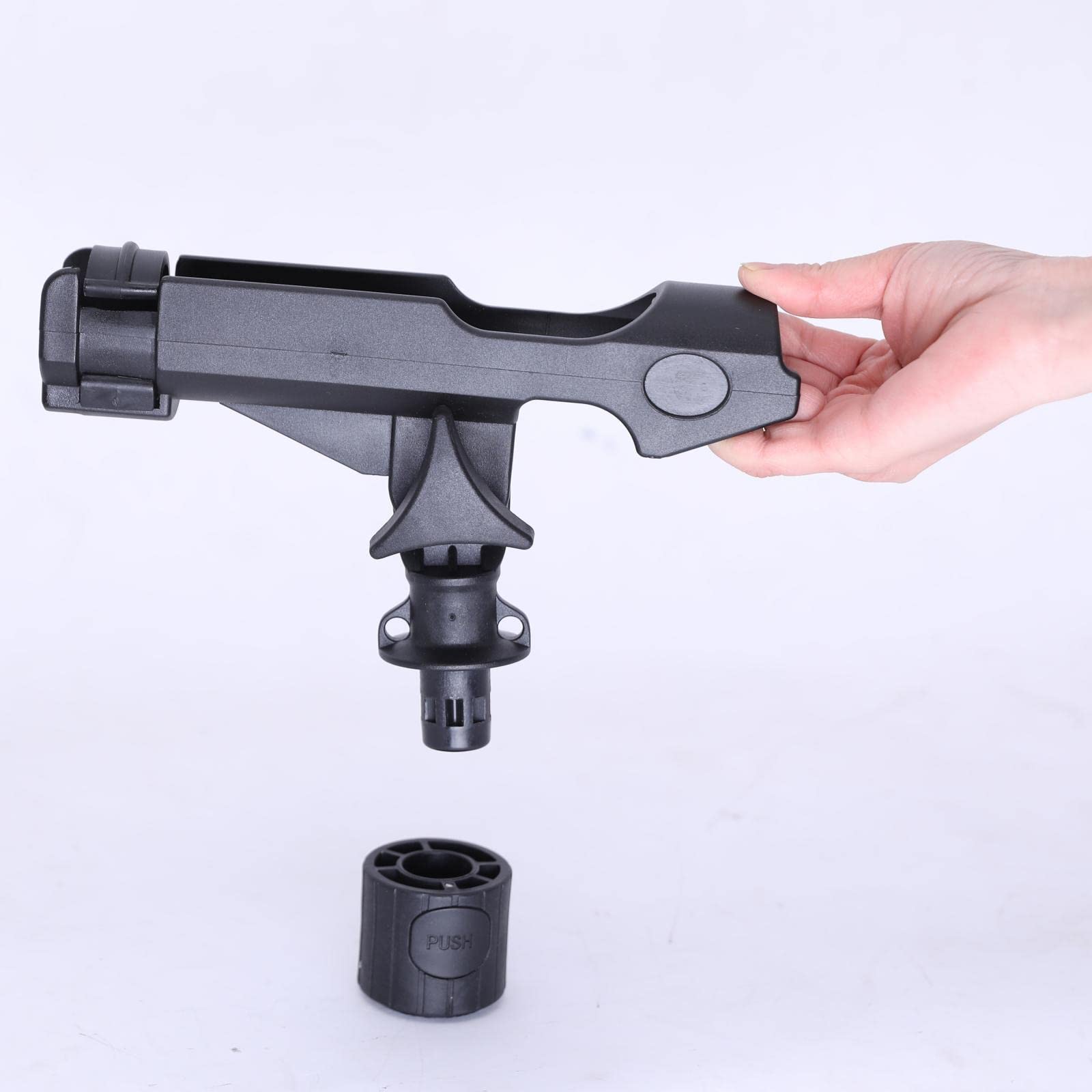 Rod holder attached to boat track gunnel