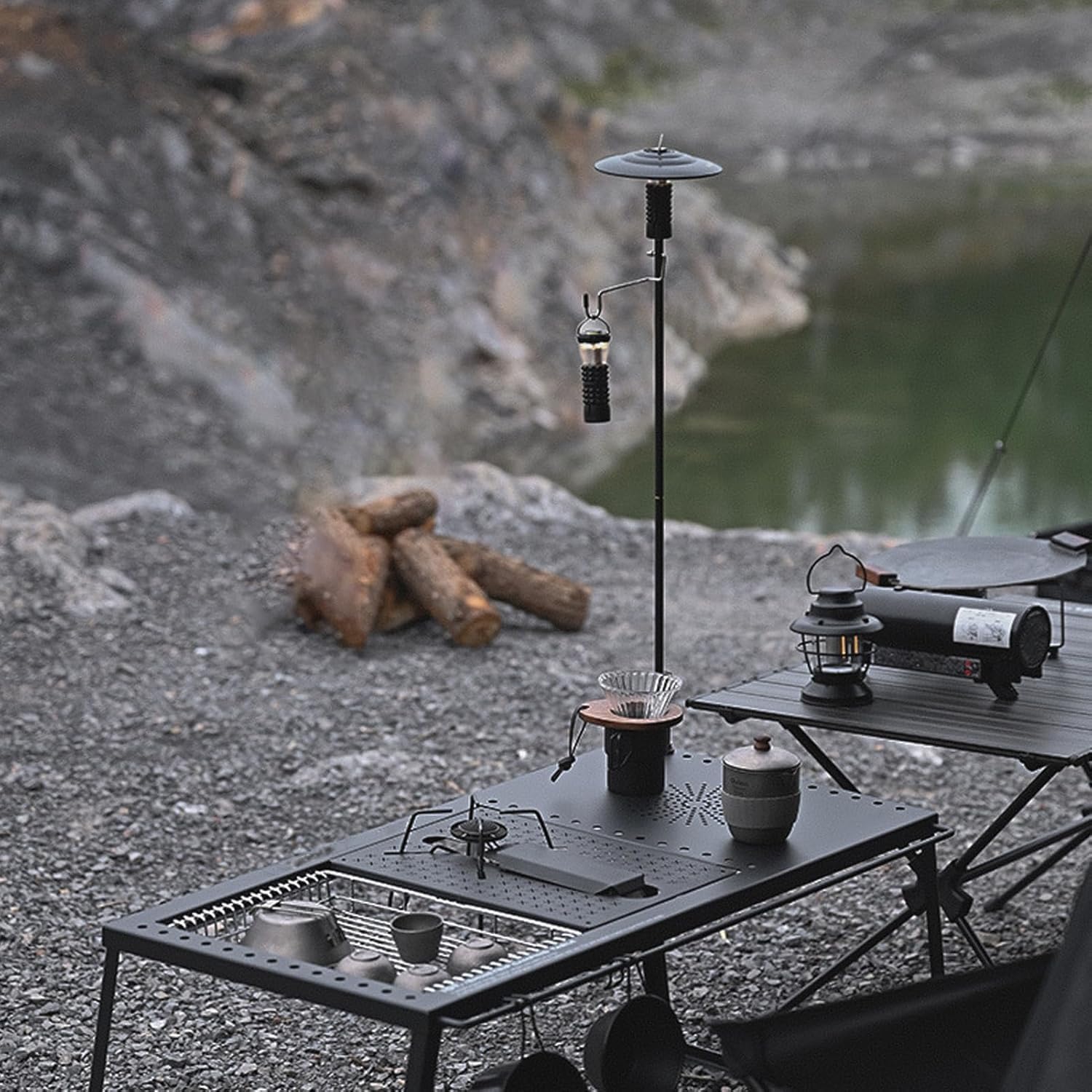 Segrehy aluminum lantern stand with ground stakes for outdoor weather resistance