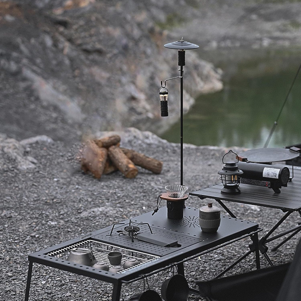 Segrehy aluminum lantern stand with ground stakes for outdoor weather resistance