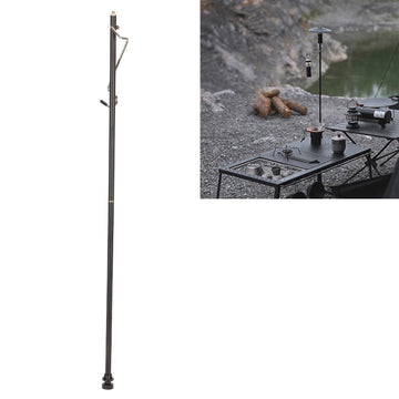 Segrehy collapsible lantern stand in use for campsite lighting with compact setup
