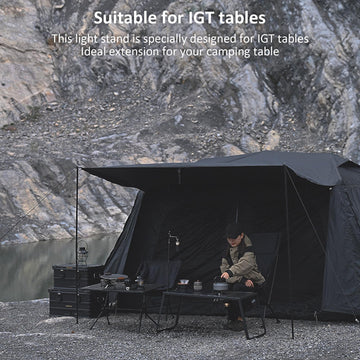 Segrehy folding camping lantern stand ready for travel and setup