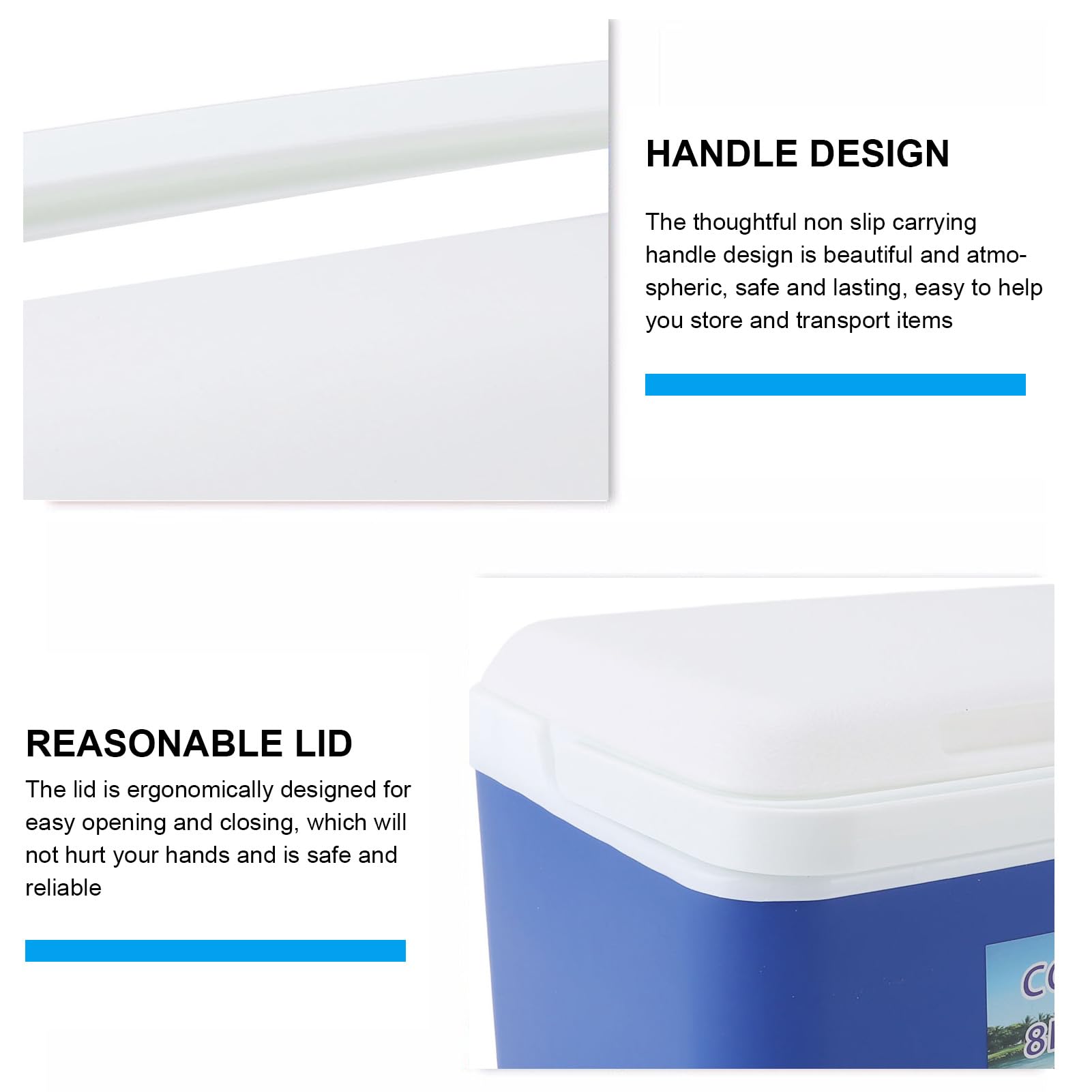 Segrehy insulated cooler blue with sturdy handle for camping transport