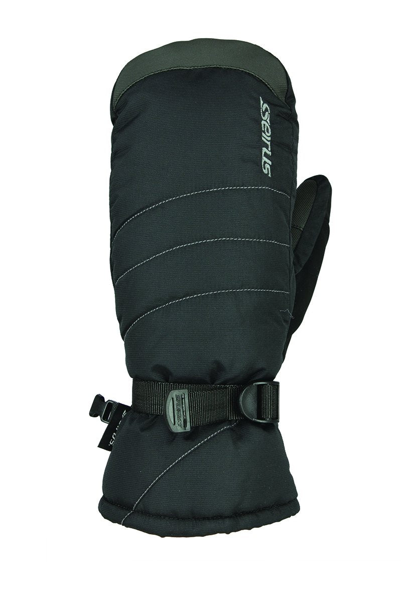 Seirus Stitch Mitt Black L, warm waterproof mitt with secure grip for skiing and winter outings