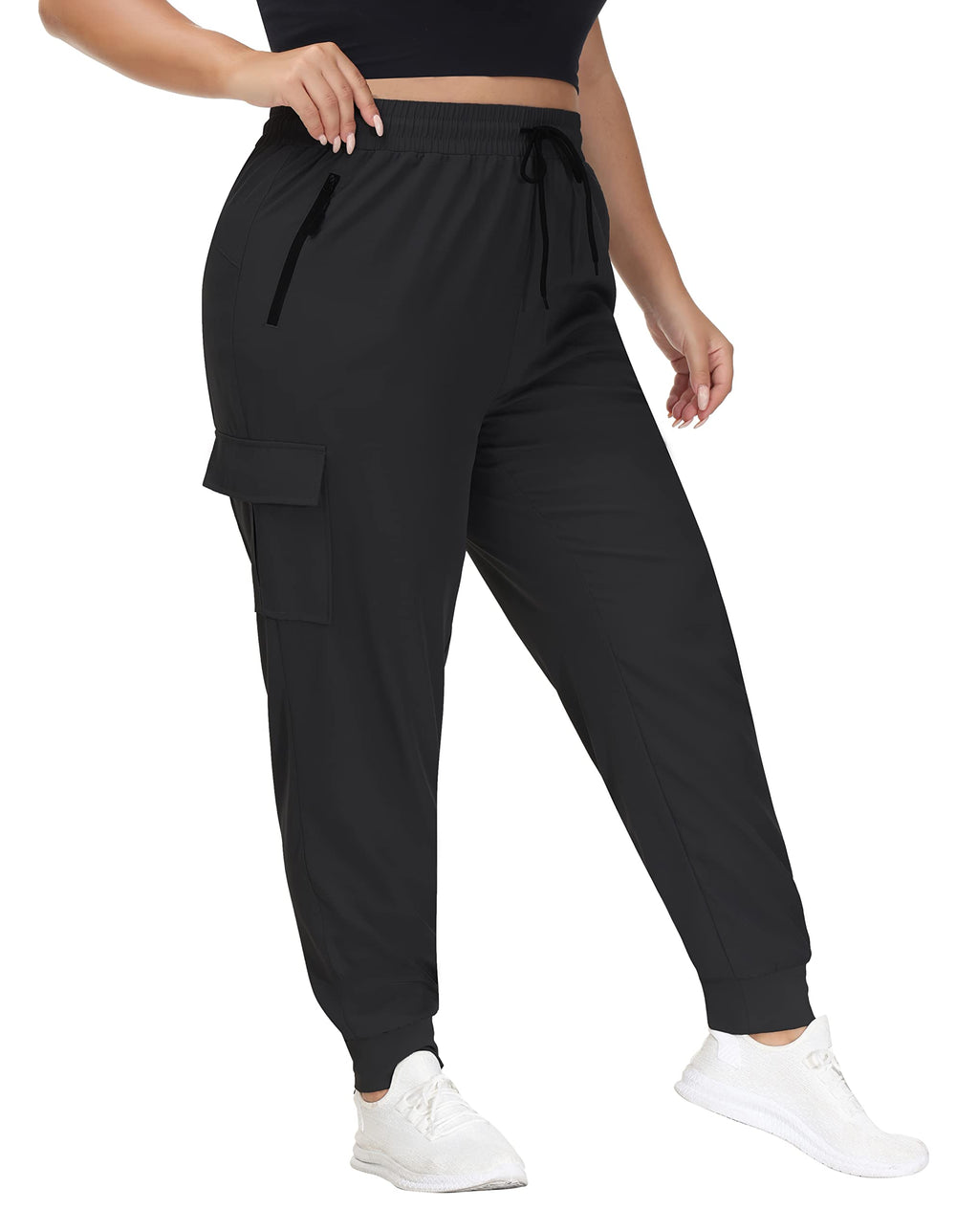 Sekino women's plus-size cargo hiking pants side pocket for quick access on hikes.