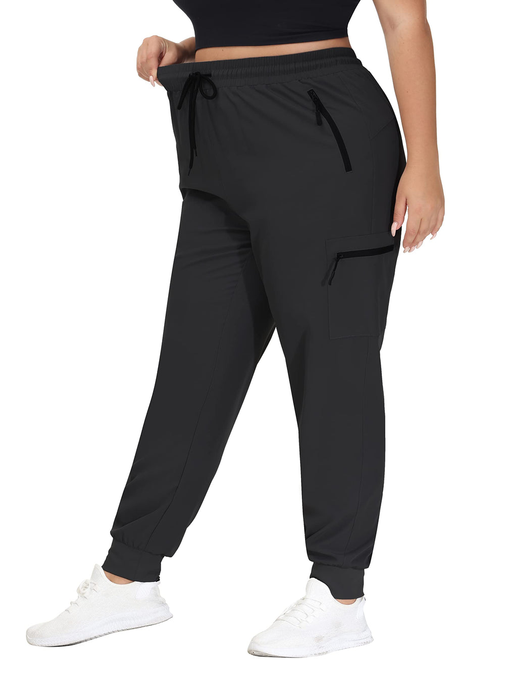 Sekino women's plus-size cargo hiking pants thigh cargo pockets fit phones and keys safely.