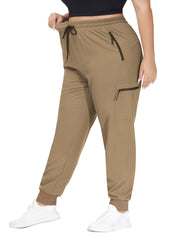 SEKINO women's plus-size cargo joggers with elastic-drawstring waist for adjustable comfort.