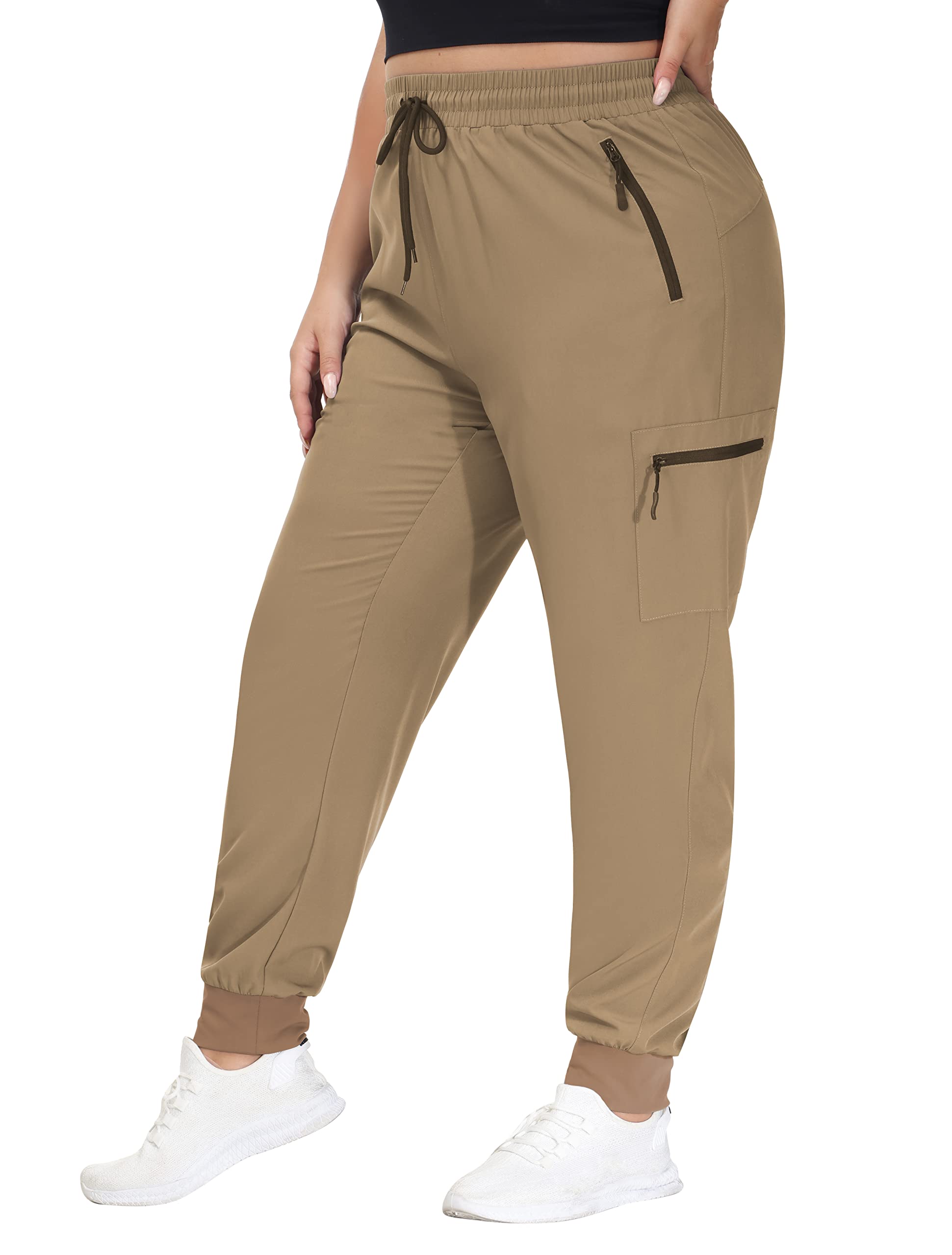 SEKINO women's plus-size cargo joggers with lightweight fabric ideal for hiking comfort.