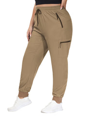 SEKINO women's plus-size cargo joggers with lightweight fabric ideal for hiking comfort.