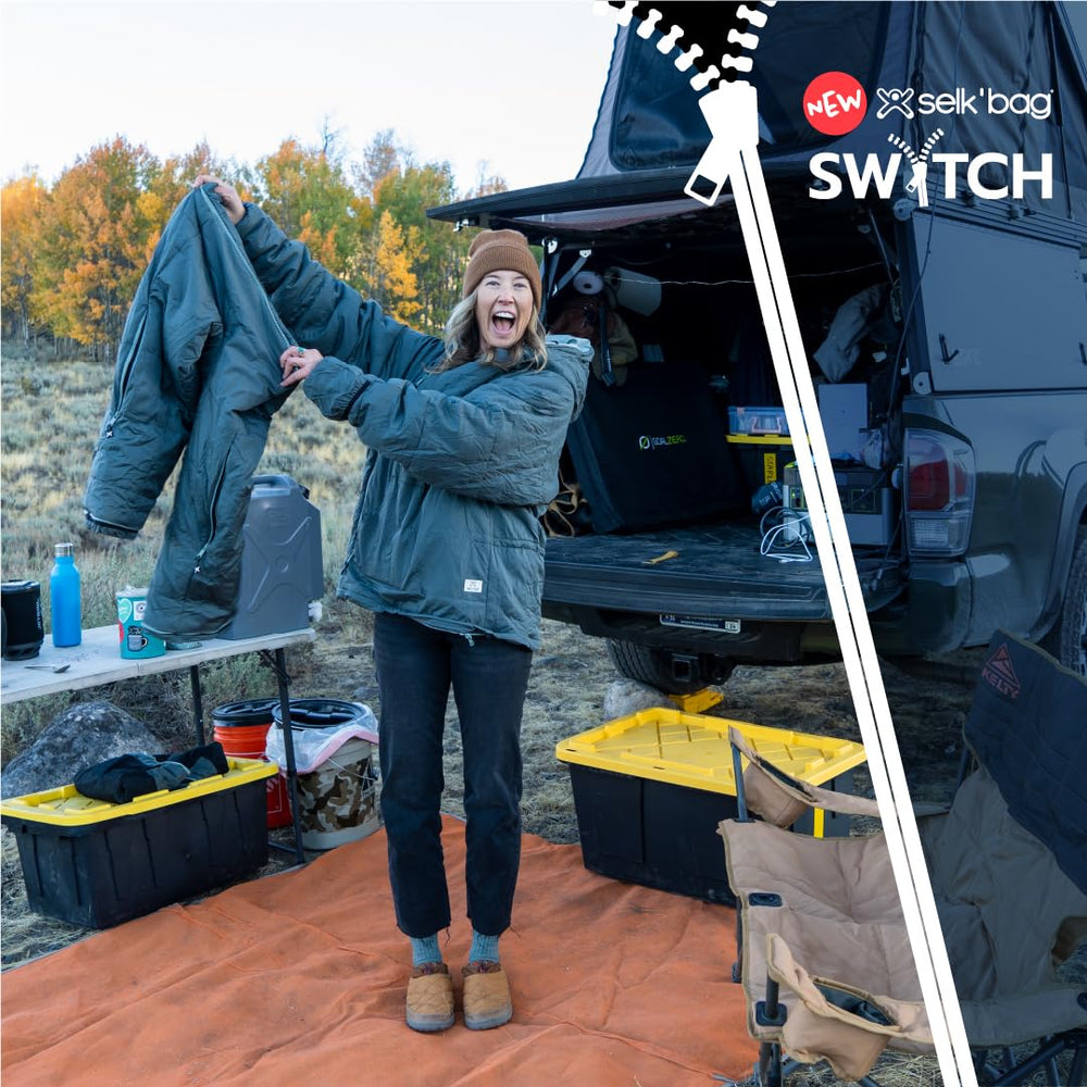 Selk'bag SWYTCH Lite machine-washable coat for easy post-trip cleanup.
